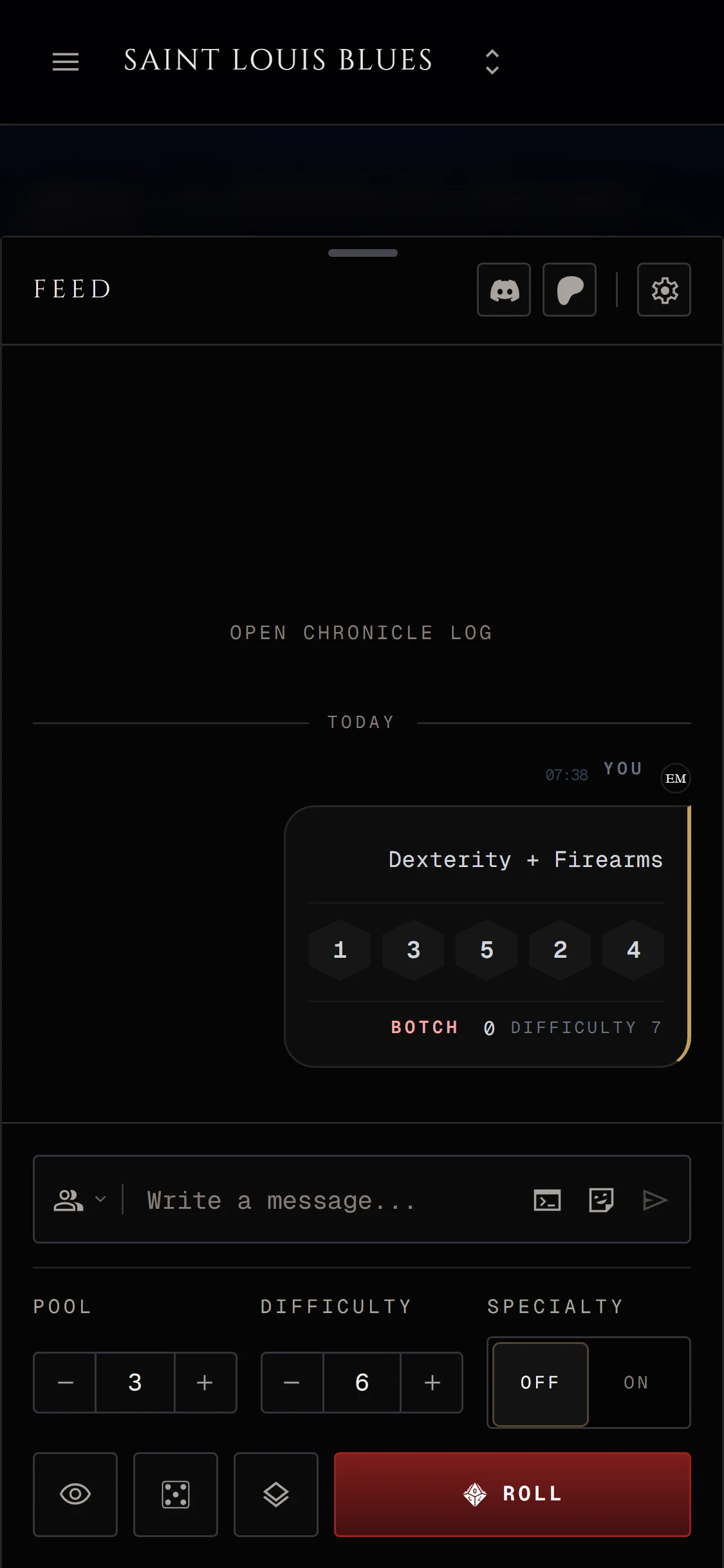 A V20 roll at difficulty 7 in the feed on a phone, marked BOTCH