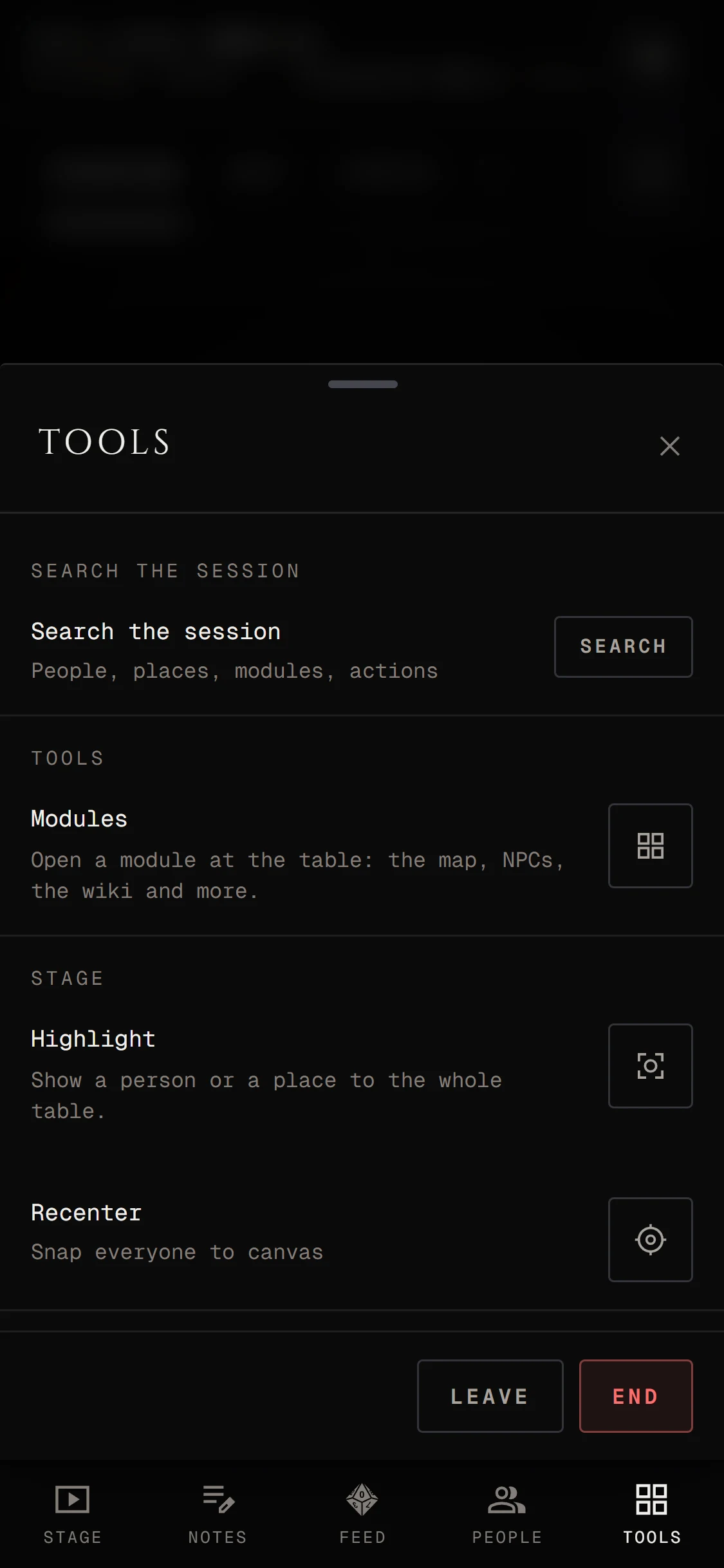 The storyteller's Tools sheet open on a phone