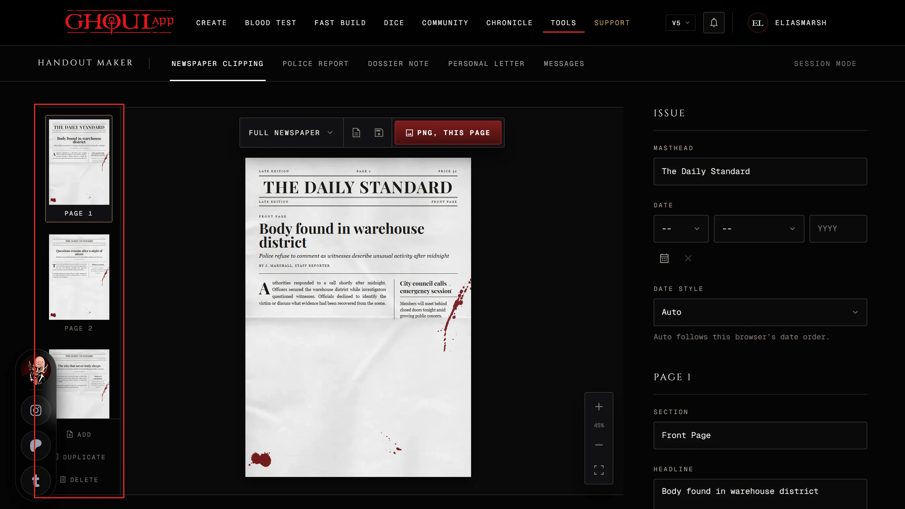 A Full newspaper with three pages in the page column